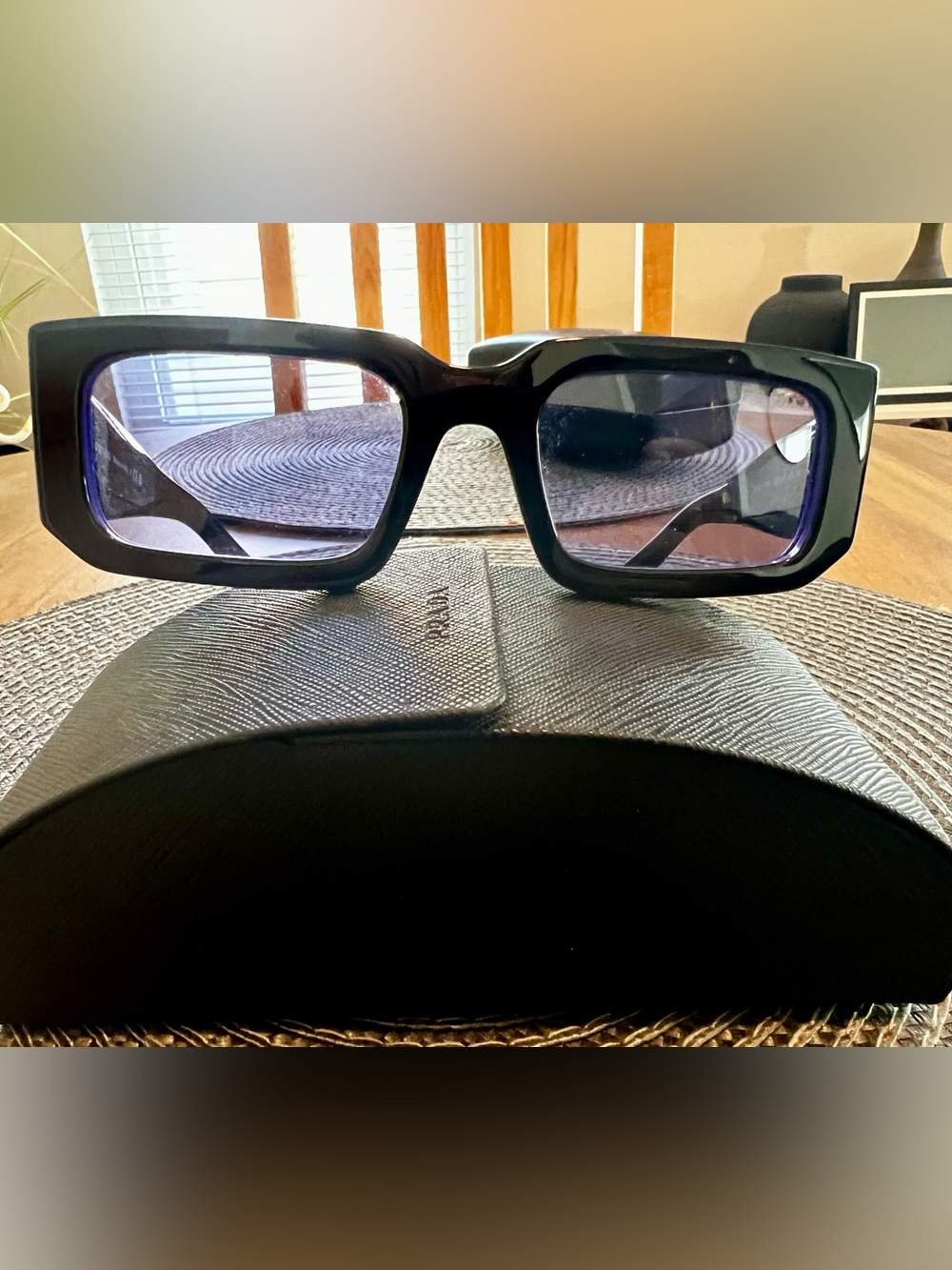 Prada Men’s Black Oversized Rectangular Sunglasses